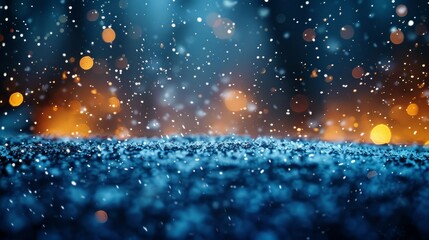 winter night background. magic night snowfall in park. Mist snow blizzard storm. Many snowflakes, cold temperature 