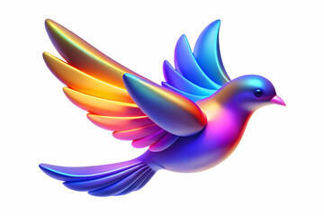 3D Abstract Glowing Bird in Flight Symbolizing Freedom and Human Rights - Vibrant Colors for Human Rights Day