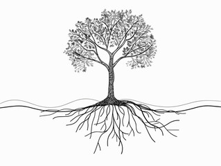 Unity and Shared Roots: Exploring Interconnections in the Figure Outline of an Entwined Tree