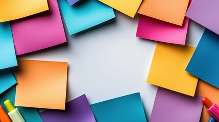 Fototapeta premium Colorful Sticky Notes on Whiteboard