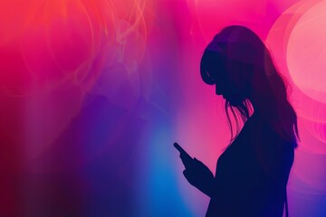 A woman is looking at her cell phone