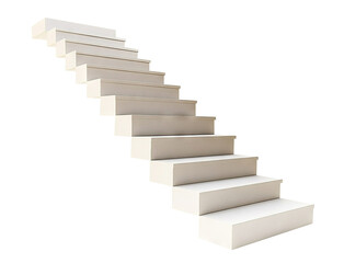 Simple staircase with white steps, isolated on transparent cutout background