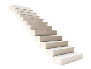 Simple staircase with white steps, isolated on transparent cutout background