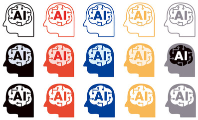A set of AI icons in various colors