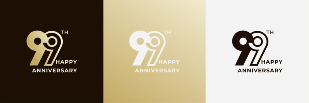 Logo 99th, 99 years anniversary, Creative design template for celebration, birthday, greeting. Editable file