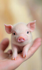 small tiny pig, Little funny minipig, Tiny pot-bellied pig mini-pig, Kunekune piglets