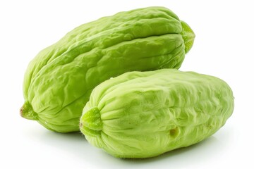 A fresh chayote isolated on white