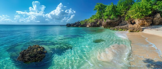 Obraz premium Serene Tropical Beach with Clear Blue Waters