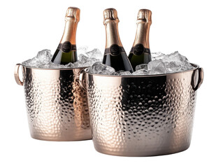 Champagne buckets with ice for elegant celebrations.