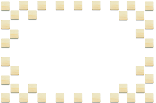 ひのきのウッドキューブを楕円形に並べた木のフレーム