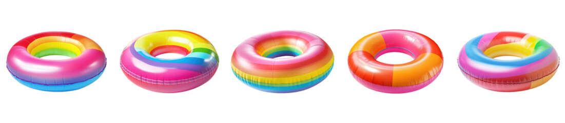 Obraz premium Set of colorful swimming floats isolated on white background