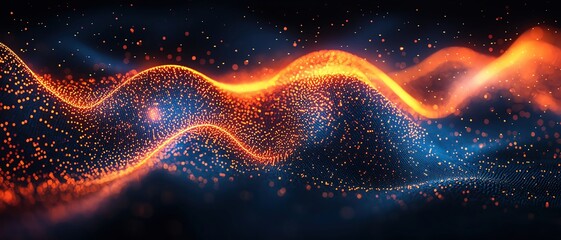 Digital heartbeat lines forming abstract waves, symbolizing health monitoring and medical technology