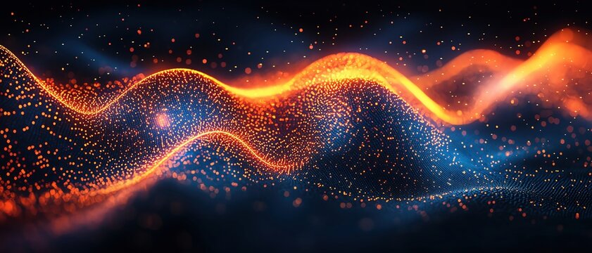 Digital heartbeat lines forming abstract waves, symbolizing health monitoring and medical technology