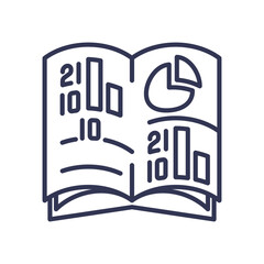 An open book with charts and graphs, symbolizing organized record-keeping and data management.