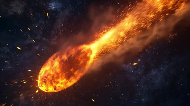 Fiery Meteoroid in Space