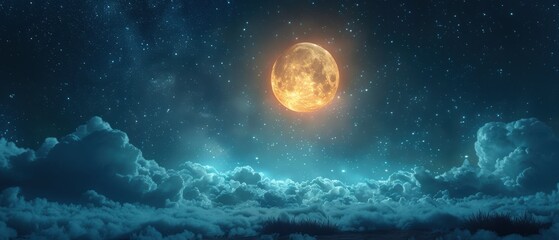 Sinister Moonlit Night Over Cloudy Sky