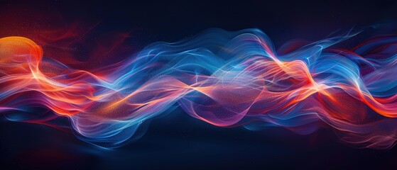 Abstract Colorful Light Waves on Dark Background