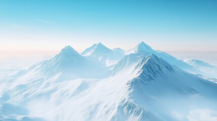 Fototapeta premium The mountains are covered in snow and the sky is a bright blue