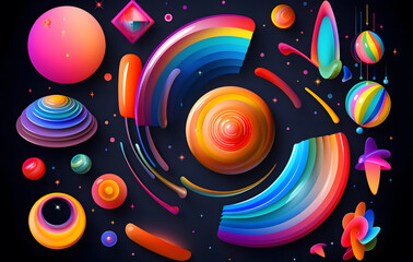 Obraz premium Space, Galaxy, Colorful, Illustration, Black Background