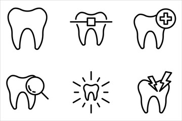 Set of tooth icons. Dental care on white background