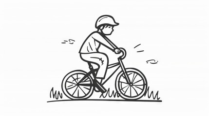 Fototapeta premium A boy is riding a bicycle