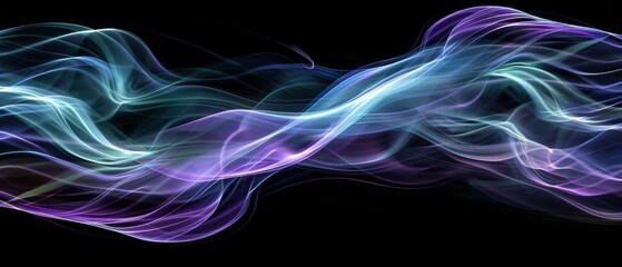 Naklejka premium Ethereal Abstract Light Waves on Black Background