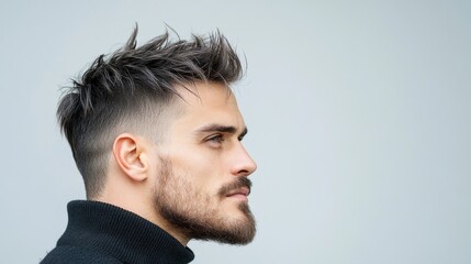 Obraz premium Stylish Male Haircut on Gray Background