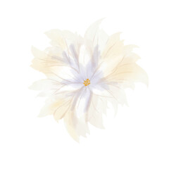 Flower with many petals white picturesque digital watercolor illustration for printing and web
