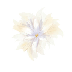 Flower with many petals white picturesque digital watercolor illustration for printing and web