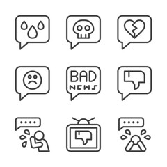 bad news line icon set