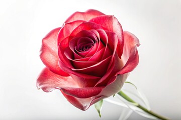 Fototapeta premium Delicate red rose on white background