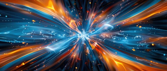 Vibrant Abstract Energy Flow in Blue and Orange