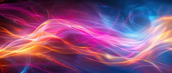 Colorful Abstract Light Waves in Dynamic Motion