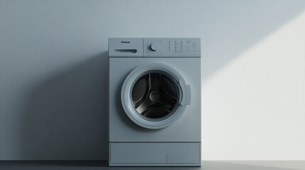 Modern washing machine in a minimalist laundry room with soft natural lighting