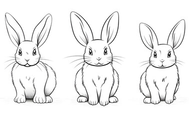 Fototapeta premium Illustration, line drawing, rabbit