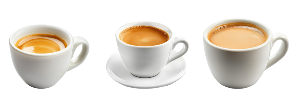 Collection of coffee cups isolated on white background