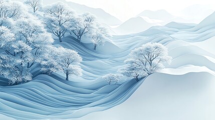 Flowing rivers merging with abstract tree lines, symbolizing the natural flow of water through ecosystems