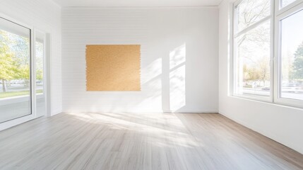 Bright and Airy Empty Room with Corkboard Wall