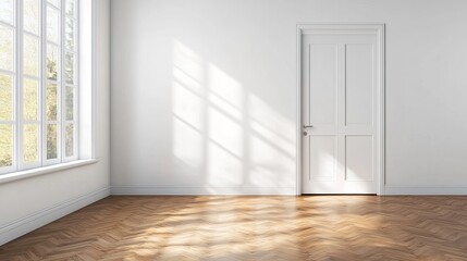 Bright Minimalist Room with Window and Door