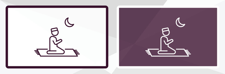 islamic pray outline icon. Linear vector from religion concept. Thin line white and black islamic pray icon isolated on white and dark background