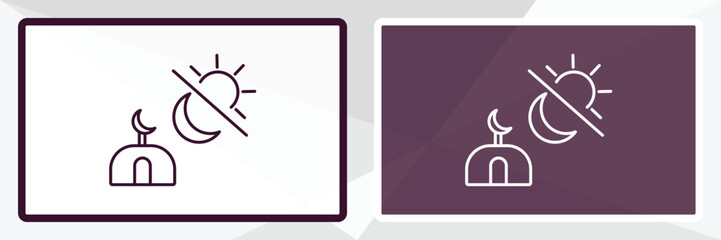 maghrib prayer outline icon. Linear vector from religion concept. Thin line white and black maghrib prayer icon isolated on white and dark background