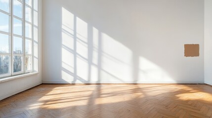 Bright Empty Room With Shadows and Painted Patch