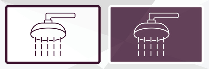 shower head and water outline icon. Linear vector from religion concept. Thin line white and black shower head and water icon isolated on white and dark background