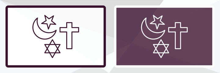abrahamic outline icon. Linear vector from religion concept. Thin line white and black abrahamic icon isolated on white and dark background