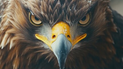Close-Up View of an Eagle's Powerful Eyes,  Stunning Feathers and Sharp Beak