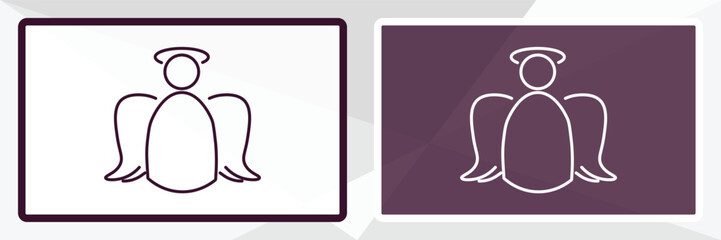 angel outline icon. Linear vector from religion concept. Thin line white and black angel icon isolated on white and dark background