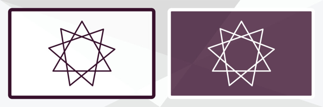 bahai outline icon. Linear vector from religion concept. Thin line white and black bahai icon isolated on white and dark background