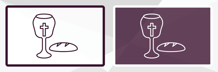 communion outline icon. Linear vector from religion concept. Thin line white and black communion icon isolated on white and dark background