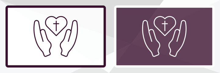 faith outline icon. Linear vector from religion concept. Thin line white and black faith icon isolated on white and dark background