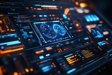 Digital interface with futuristic design elements